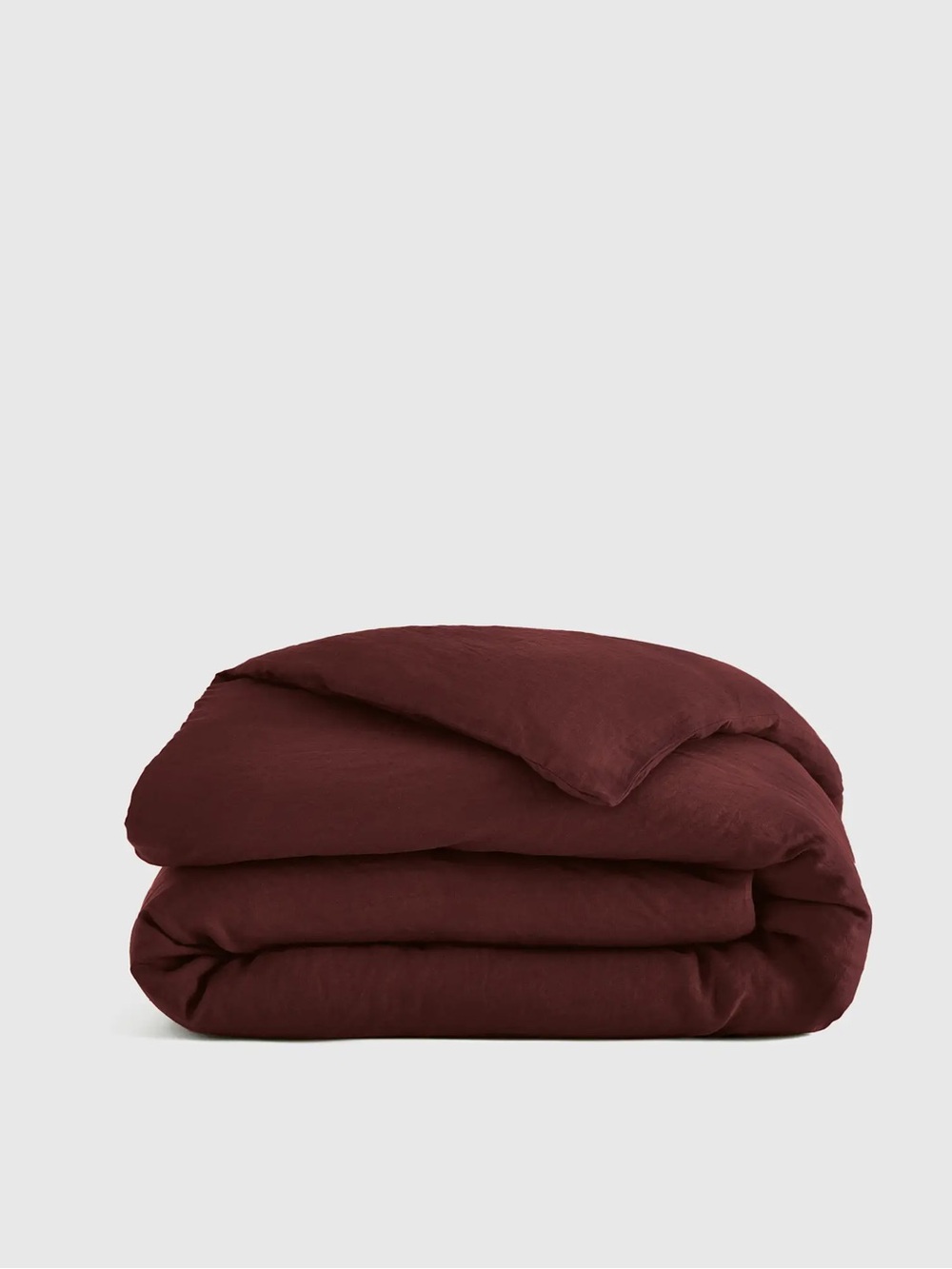 Like New Quince European Linen Red Duvet Cover - King/Cal King, Burgundy